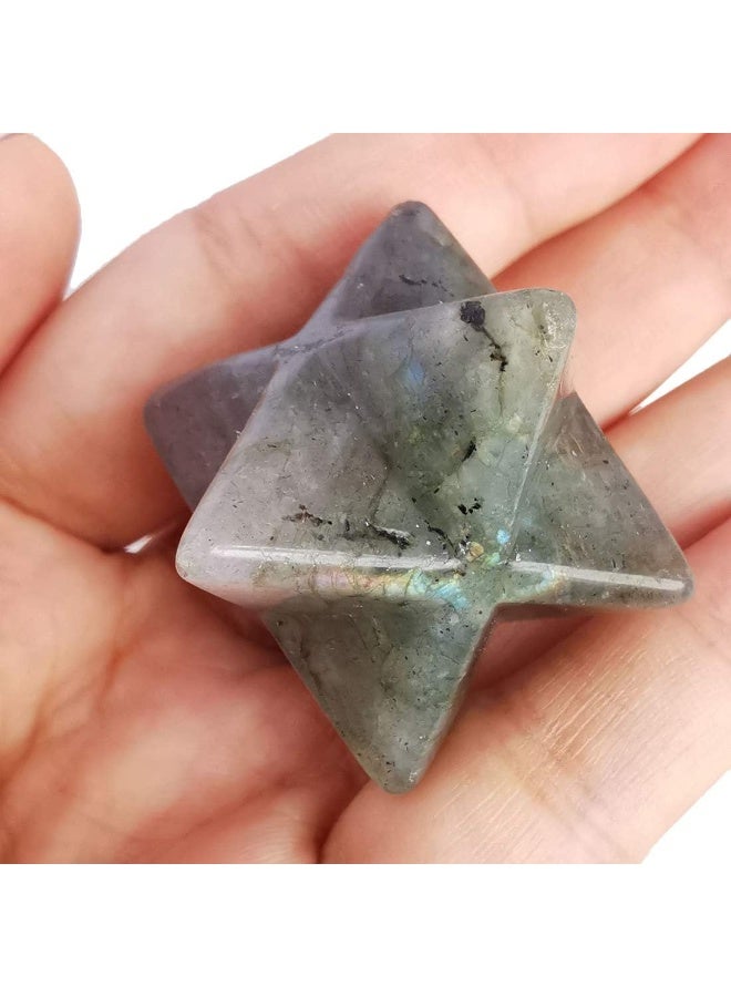 Loveliome Natural Moonstone Merkaba Crystal Protection Sacred Meditation Energy Generator Healing Chakra Six-Pointed Star 1 Inch - Image 1